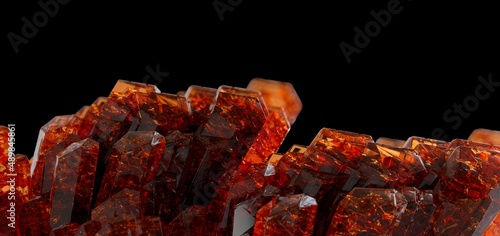 red gemstones isolated on black 3D computer generated image photo