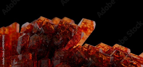 red gemstones isolated on black 3D computer generated image