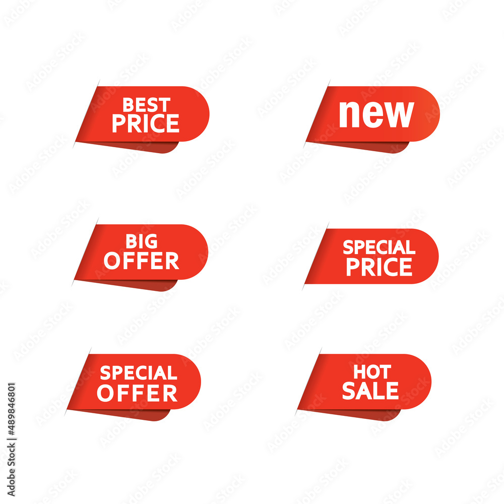 Six labels with the inscription: Best price, hot sale, special price, big offers, new. Six labels with the inscription: Best price, hot sale, special price, big offers, new.