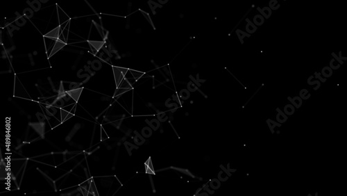 Abstract geometric background with connecting points and lines. Abstract black digital background. Network concept. Big data complex with compounds. 3D rendering.