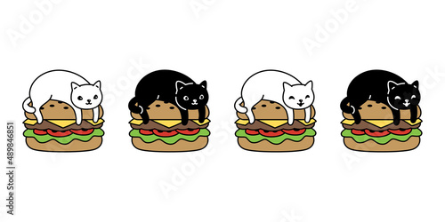 cat vector kitten hamburger calico icon logo breed symbol character cartoon isolated illustration doodle design clip art