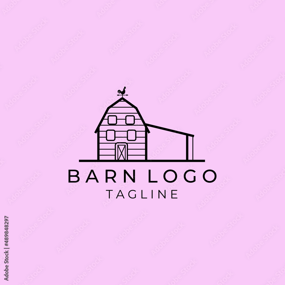 Barn logo vector illustration design minimalist line art