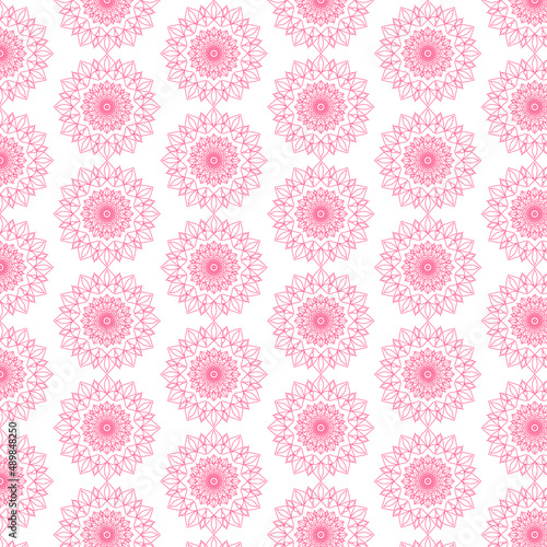 Seamless vector mandala in pink color. Ethnic drawing. © Zhanna