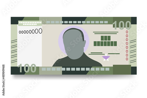 Liberian Dollar Vector Illustration. Liberia money set bundle banknotes. Paper money 100 LRD. Flat style. Isolated on white background. Simple minimal design.