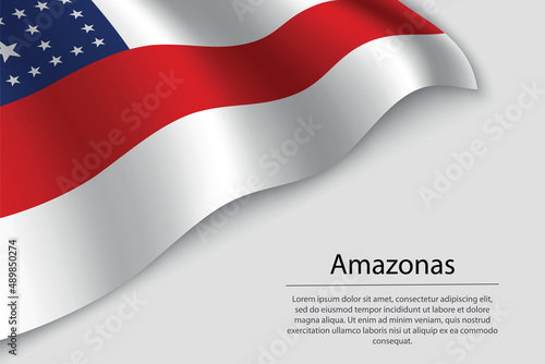Wave flag of Amazonas is a state of Brazi photo