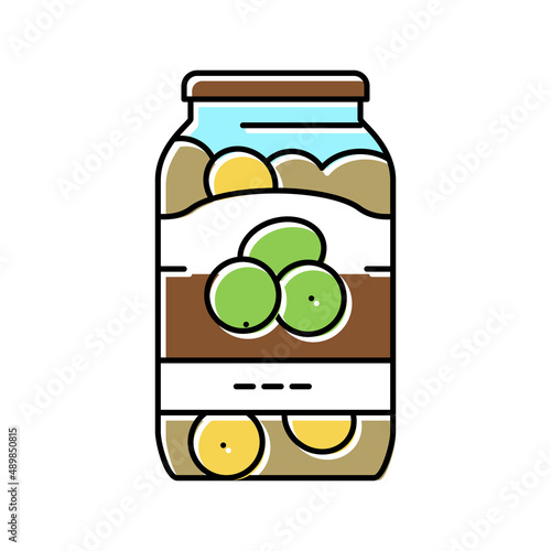 seaming olive in bottle color icon vector illustration