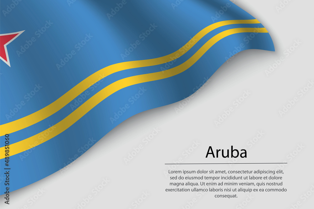 Wave flag of Aruba is a province of Netherlands. Banner or ribbon Wave flag of Aruba is a province of Netherlands. Banner or ribbon
