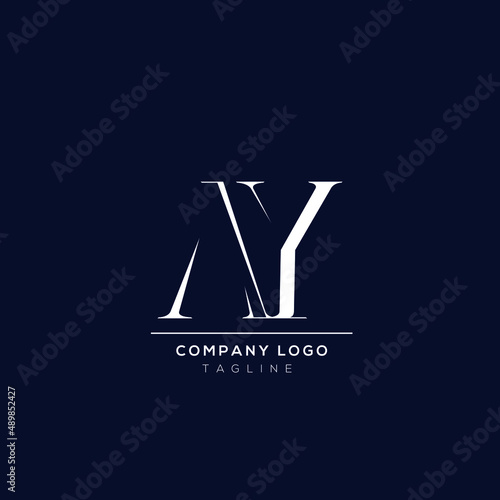 Premium AY initial based alphabet business logo white color on blue background.