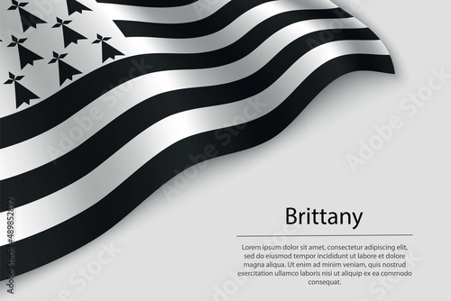 Wave flag of Brittany is a region of France. Banner or ribbon