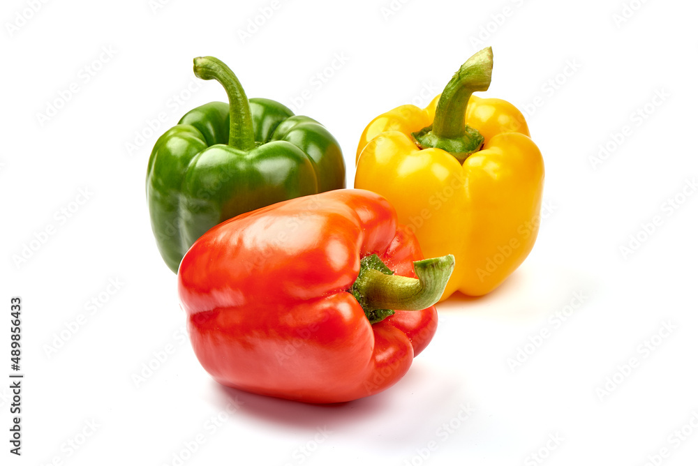 Bell pepper mix, bulgarian pepper, isolated on white background.
