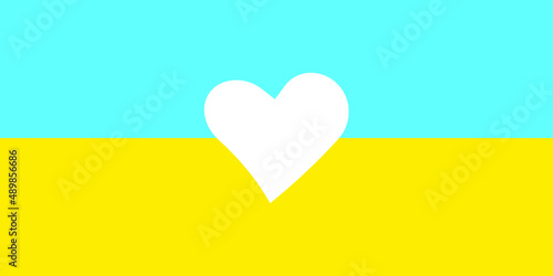 White heart peace on Ukraine flag. Vector illustration background.