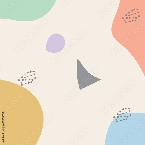 abstract background. Hand drawn various shapes and doodle objects. Modern contemporary trendy vector illustration. Each background is isolated. pastel colors