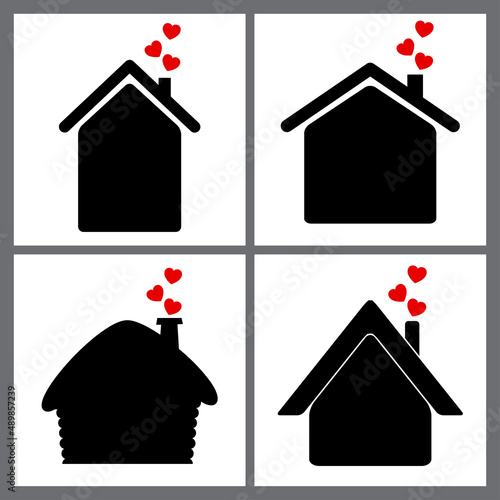 Love at home. House with heart shape isolated on white