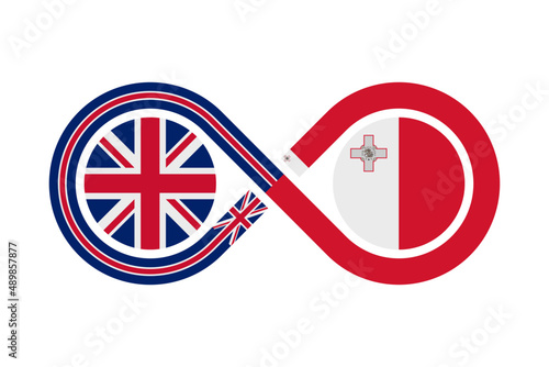 unity concept. english and maltese language translation icon. vector illustration isolated on white background