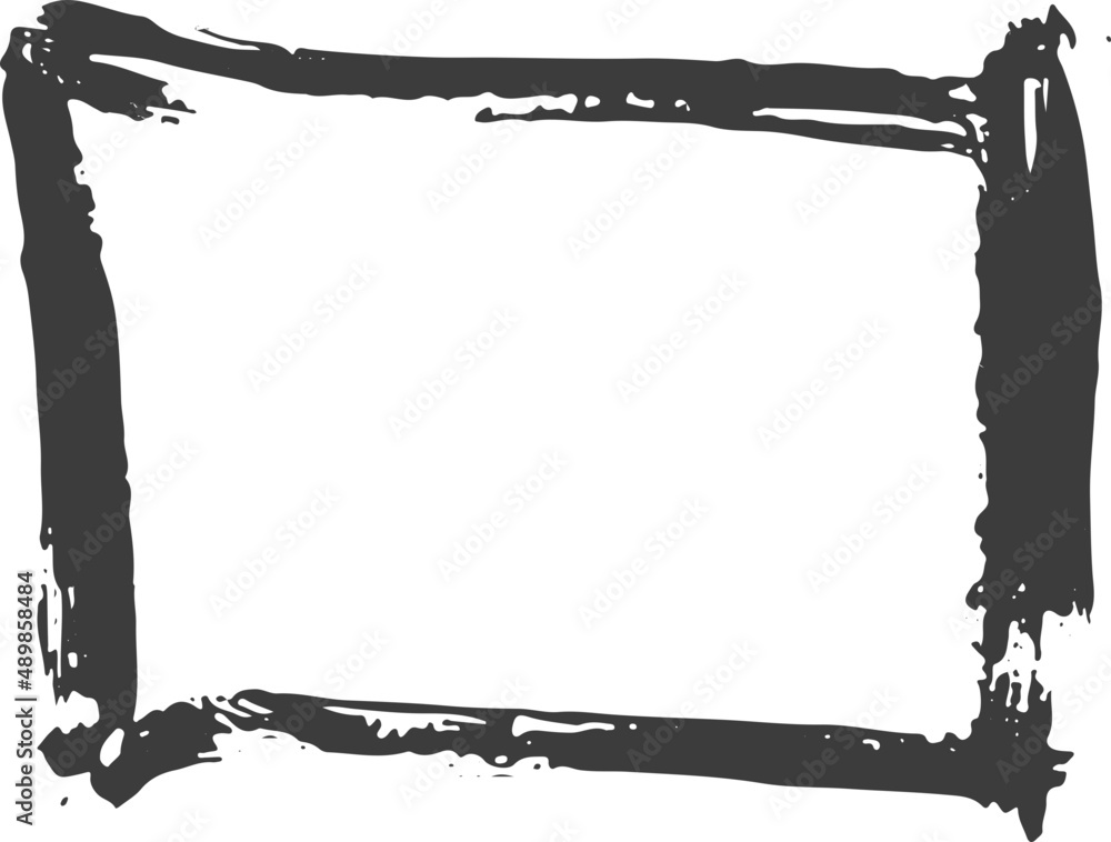 Black ink frame. Grunge paint shape. Hand drawn sketch frame. Black ink frame. Grunge paint shape. Hand drawn sketch frame.