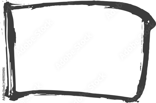 Black ink frame. Grunge paint shape. Hand drawn sketch frame.