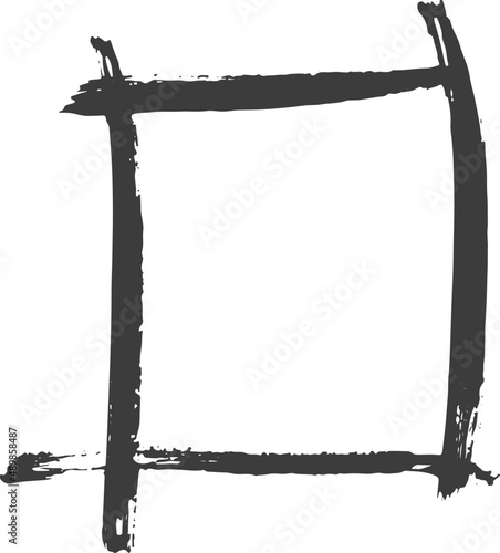 Black ink frame. Grunge paint shape. Hand drawn sketch frame.