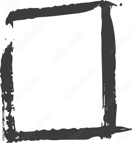 Black ink frame. Grunge paint shape. Hand drawn sketch frame.