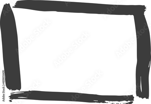 Black ink frame. Grunge paint shape. Hand drawn sketch frame.