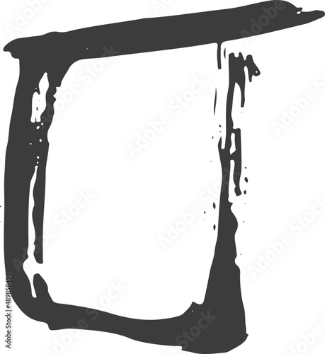 Black ink frame. Grunge paint shape. Hand drawn sketch frame.