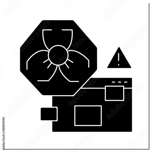 Malware alert glyph icon. Malicious hacker software antivirus warning line pictogram. Concept of malware, spyware, adware and trojans. Internet security. Isolated vector illustration