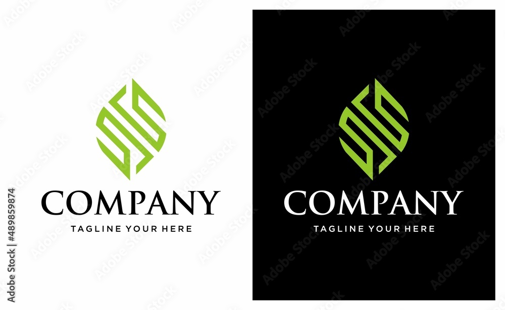 SS letter with nature leaf company logo design vector template. on a ...
