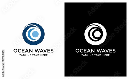 Water wave icon vector illustration design logo vector template. on a black and white background.