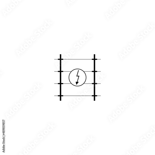 Electric fencing icon with high voltage sign. Isolated vector illustration on white background. © Siarhei