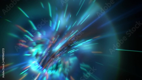 Wormhole journey through time and space flying through the galaxy