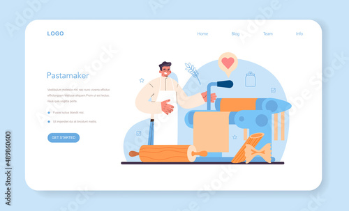 Dough products making web banner or landing page. Baking industry