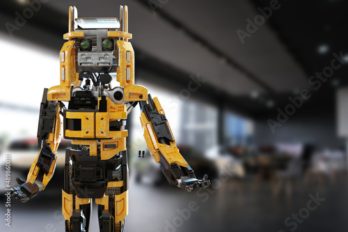 Cat robot for industry 4.0 3d render communication to people cybernetic manufacturing connection in factory automate innovation automation futuristic future cat toy intelligence 3d render