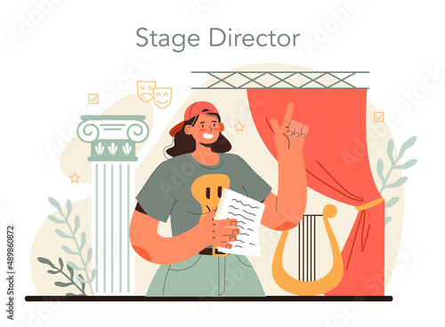 Stage director concept. Theater show maker leading a dramaturgy