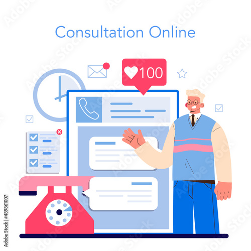 Call center or helpline online service or platform. Support operator