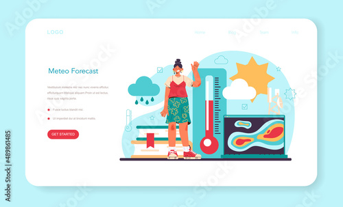 Meteorologist web banner or landing page. Weather forecaster