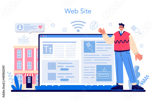Restaurant online service or platform. Caffe employees and administration.
