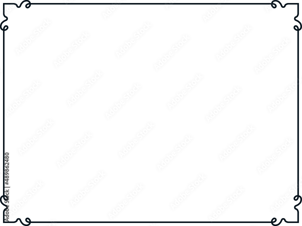 Vector border frame. Background or album page. Simple rectangular horizontal billboard, card, plaque, signboard, sticker or label 
