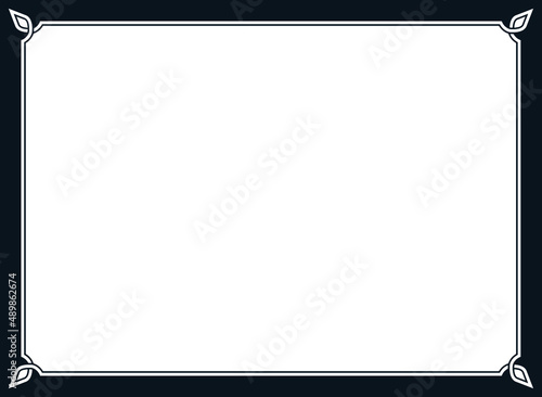 Vector border frame. Background or album page. Simple rectangular horizontal billboard, card, plaque, signboard, sticker or label 