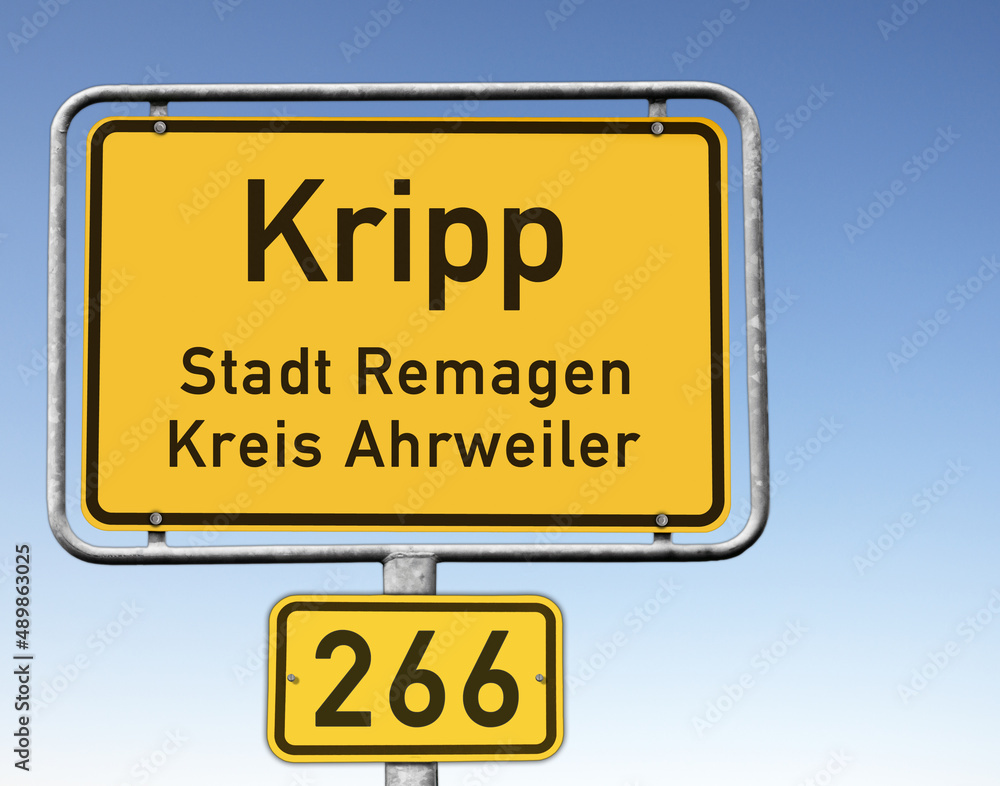 Kripp, Stadt Remagen, Kreis Ahrweiler, Ortseingangstafel, (Symbolbild)