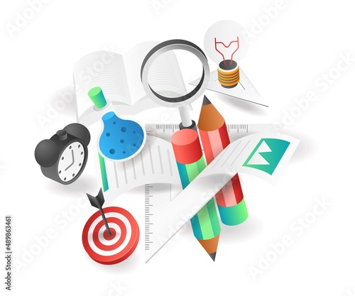 Wallpaper Mural Flat isometric illustration concept. creative kids tools back to school Torontodigital.ca