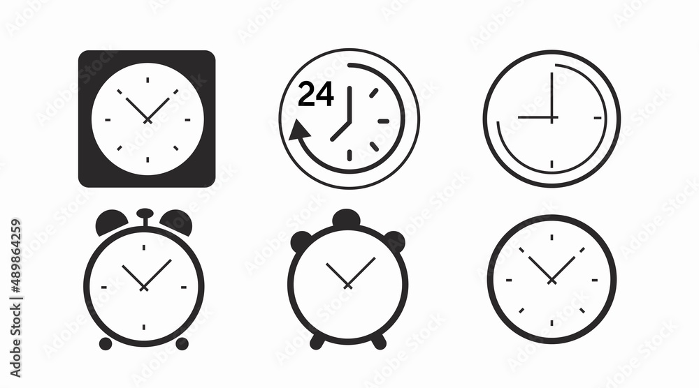 Vector Isolated Time and clock line icons. Set of vector linear icons. Vector Isolated Time and clock line icons. Set of vector linear icons.