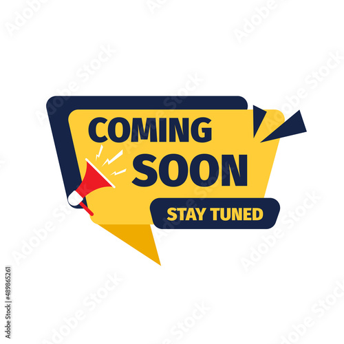 coming soon banner or poster with cartoon background.vector illustration