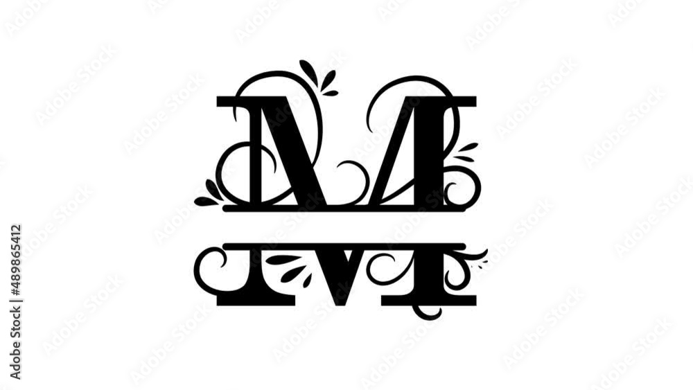 Letter M. Animated logo. Monogram, split letter M. Vintage style, twigs and leaves appear at logo. Letter on transparent background. You can insert a logo on any of your videos. Animation vector Letter M. Animated logo. Monogram, split letter M. Vintage style, twigs and leaves appear at logo. Letter on transparent background. You can insert a logo on any of your videos. Animation vector