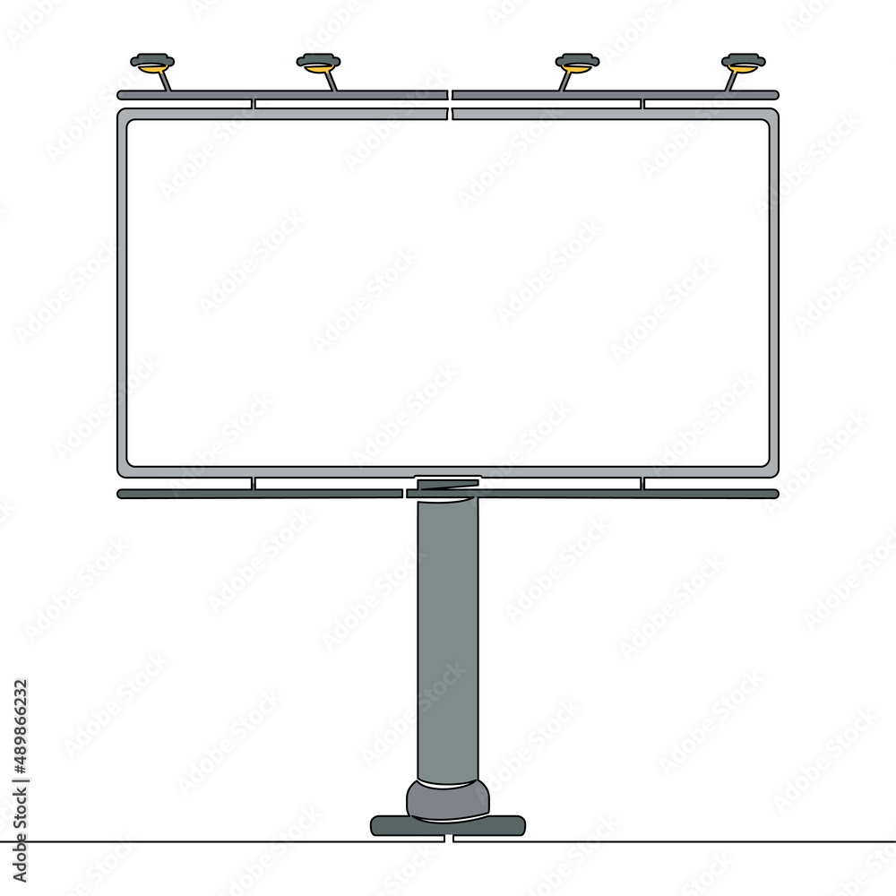 Obraz premium Flat continuous line drawing Empty billboard concept