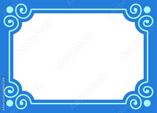 Vector border frame. Blue vintage background or album page. Simple rectangular horizontal billboard, card, plaque, signboard, sticker or label 
