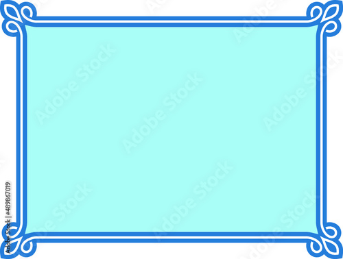 Vector border frame. Blue vintage background or album page. Simple rectangular horizontal billboard, card, plaque, signboard, sticker or label 