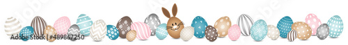 Braunes Hasenei & 28 Ostereier Muster Banner Retro