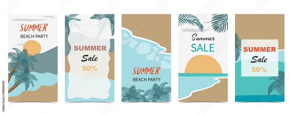 summer sale background for social media story with beach