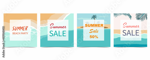 summer sale background for social media with beach