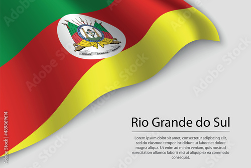 Wave flag of Rio Grande do Sul is a state of Brazi