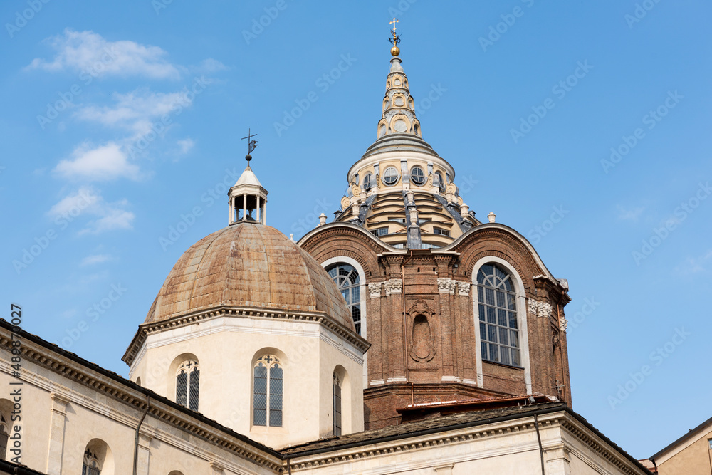 architectural detail of a church in turin